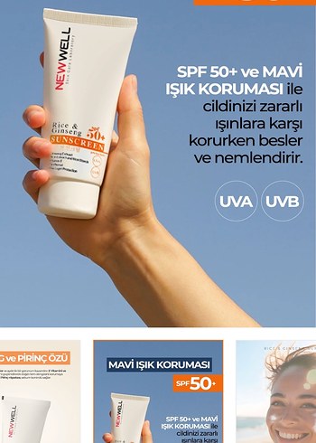 New Well Rice & Ginseng SPF 50+ Güneş Kremi 50 ml - Görsel 3