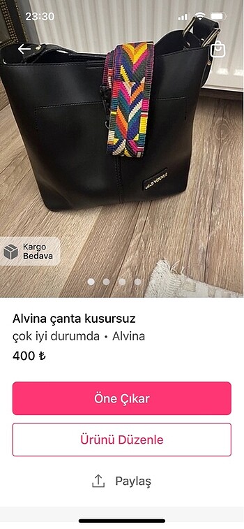 Alvina çanta sıkıntısızdır