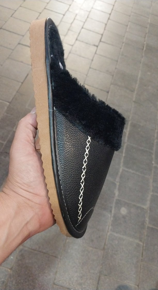 Siyah Deri Kürklü Erkek Ev Terliği 41-45 numara - Görsel 3