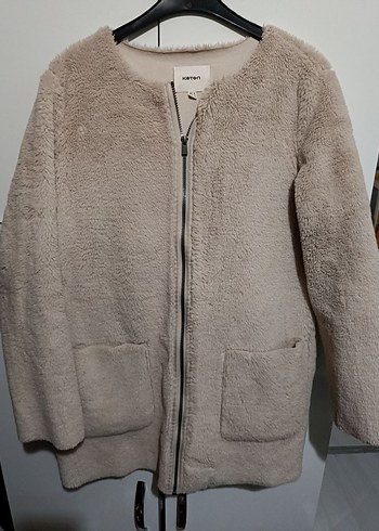 Bej Midi Peluş Kadın Ceket