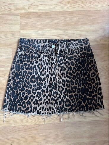 Zara leopar mini etek