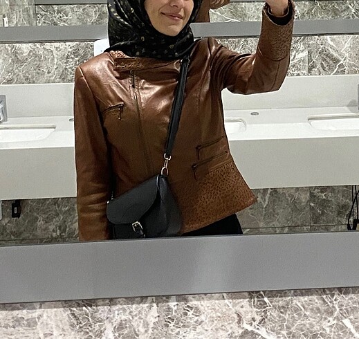 38 Beden kahverengi Renk Deri ceket