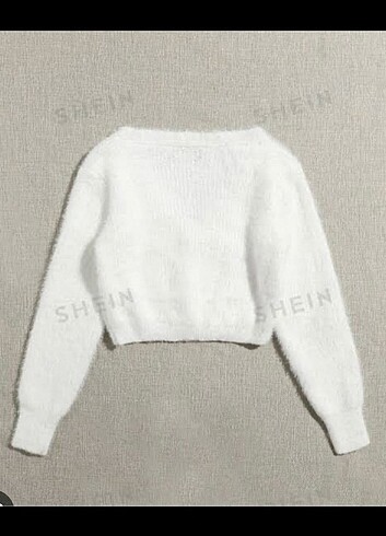 xs Beden beyaz Renk Shein tüylü crop hırka