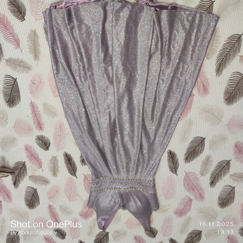 Mor Payetli Uzun Abiye Elbise - Görsel 2