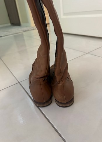 Kahverengi Deri Dizüstü Kadın Çizme - Görsel 4