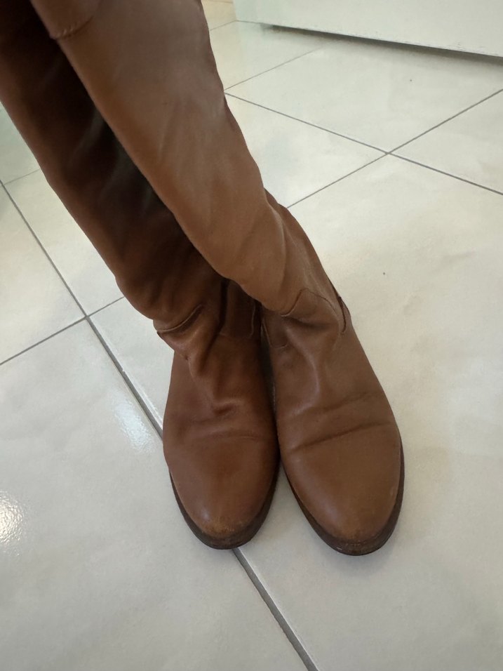 Kahverengi Deri Dizüstü Kadın Çizme - Görsel 2