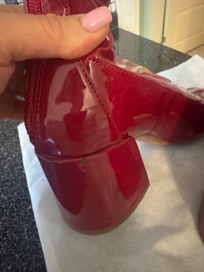 Kırmızı Rugan Topuklu Kadın Bot - Görsel 4