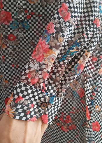 Bohem Uzun Kollu V Yaka Desenli şifon Gömlek - Görsel 6