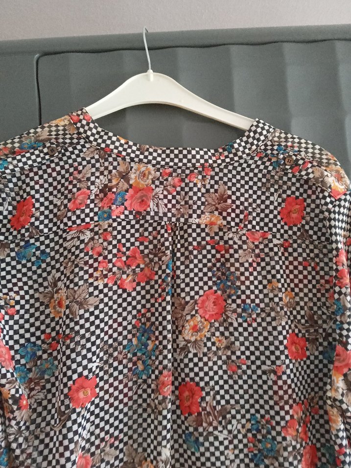 Bohem Uzun Kollu V Yaka Desenli şifon Gömlek - Görsel 2