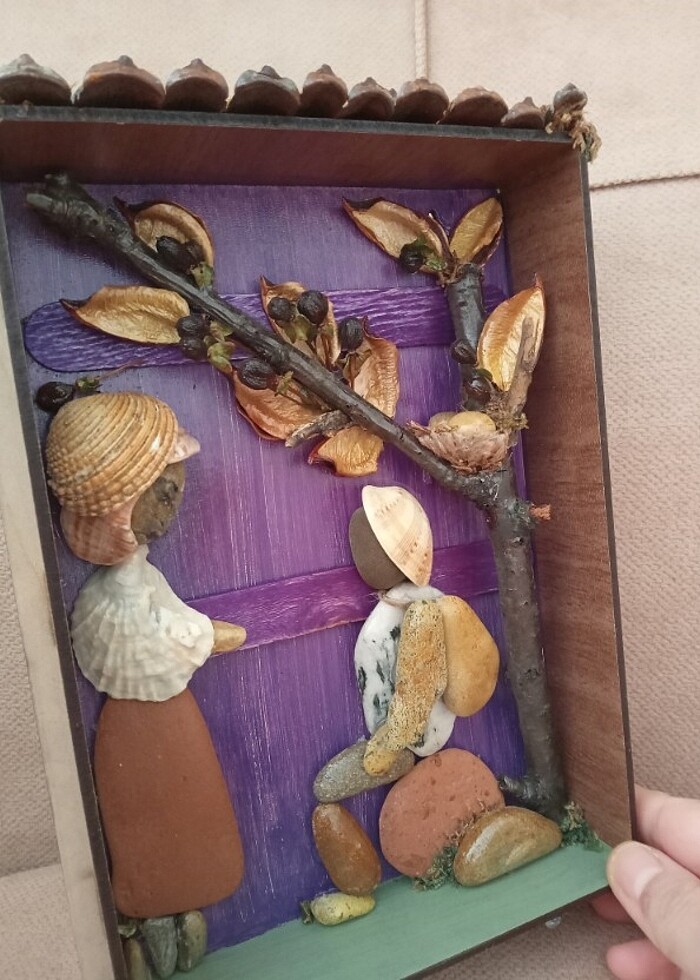 Taşdan figür tablo anahtarlık  - Görsel 3