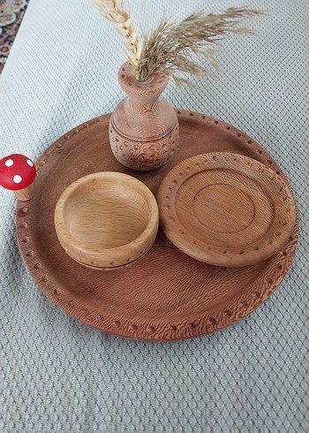 Ahşap Tabak ve Vazo Seti