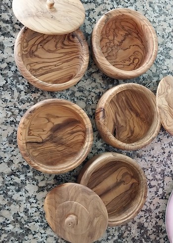  El Yapımı Zeytin Ağacı Kase ve Kapak Seti
