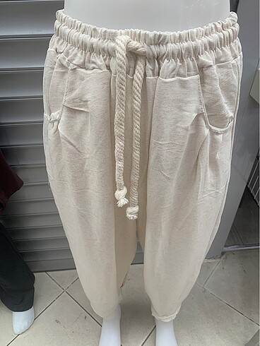 Trendyol & Milla Bej keten hasır kemer pantolon