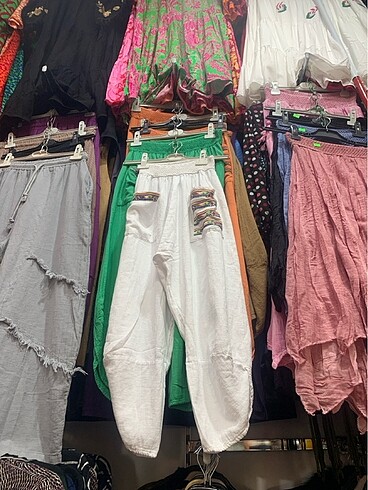 Diğer Otantiktik işlemeli muz paça şalvar pantolon