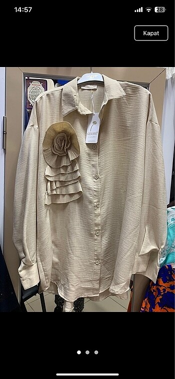 Gülseli tesettür gül detaylı tunik gömlek - Görsel 2