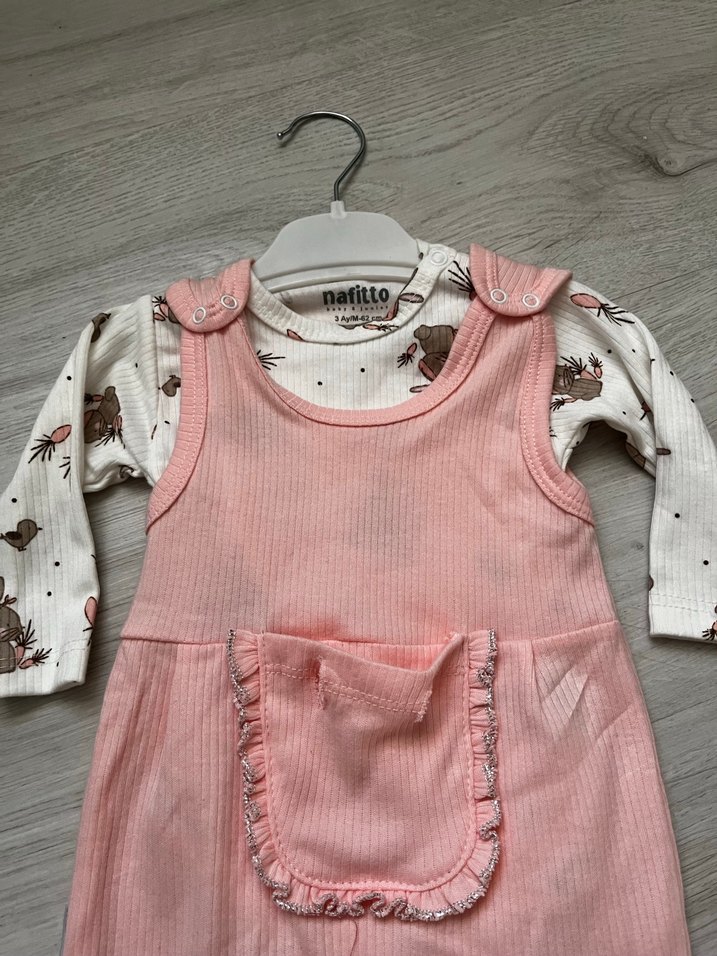 Pembe Örgü Bebek Kız Tulumu - Görsel 2