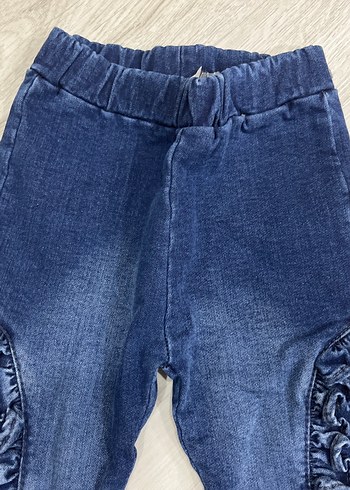 Kız Çocuk Renkli Bağlama Desenli Fırfırlı Kot Pantolon - Görsel 2