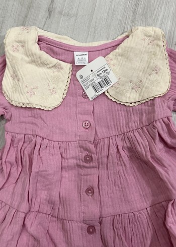 Nakışlı Fırfırlı Kız Çocuk Pembe Elbise - Görsel 2