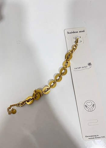 Altın Renk Zincir Detaylı Çelik Kadın Bileklik - Görsel 2