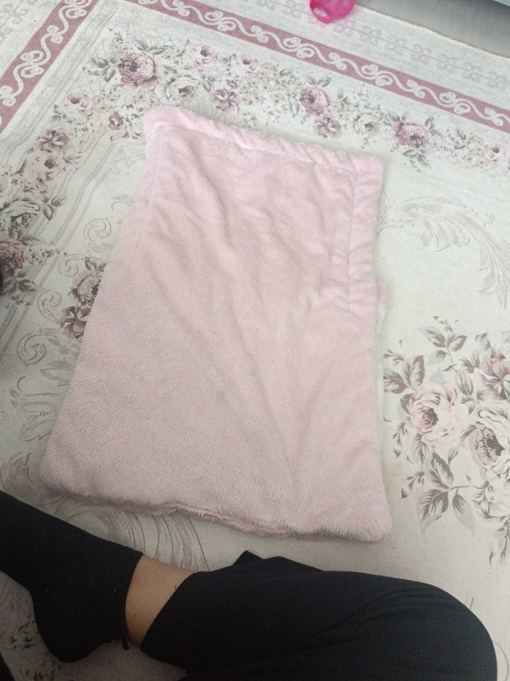 Pembe Nakışlı Bebek Peluş Battaniye - Görsel 3
