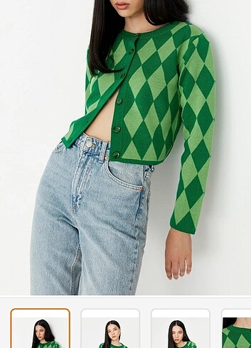 Yeşil crop hırka 