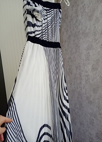 Zebra Desenli Uzun Elbise