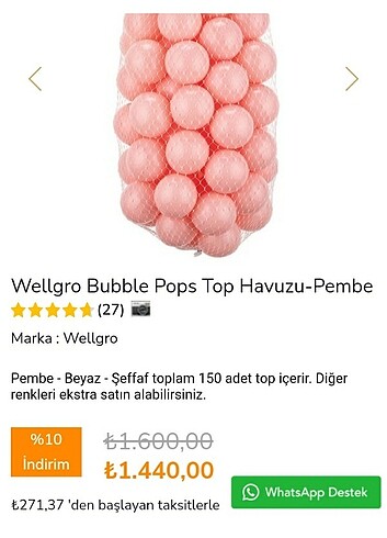 WellGro Wellgro pembe top havuzu