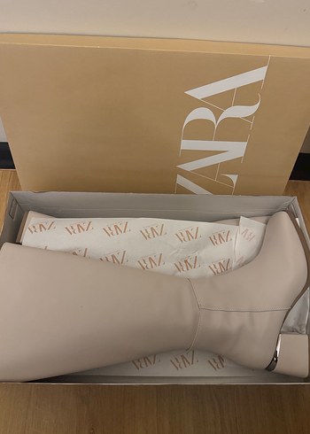 Bej Deri Kadın Çizme - Görsel 3