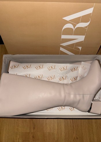 Bej Deri Kadın Çizme - Görsel 2