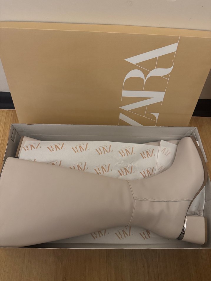 Bej Deri Kadın Çizme - Görsel 3