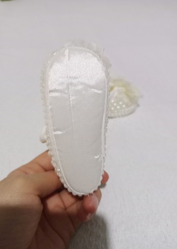 16 Beden beyaz Renk İnci Detaylı Beyaz Bebek İlk Adım Ayakkabısı
