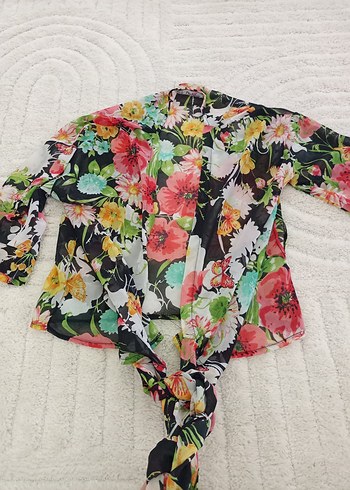 Diğer Çiçek Desenli Uzun Bohem Kimono gömlek