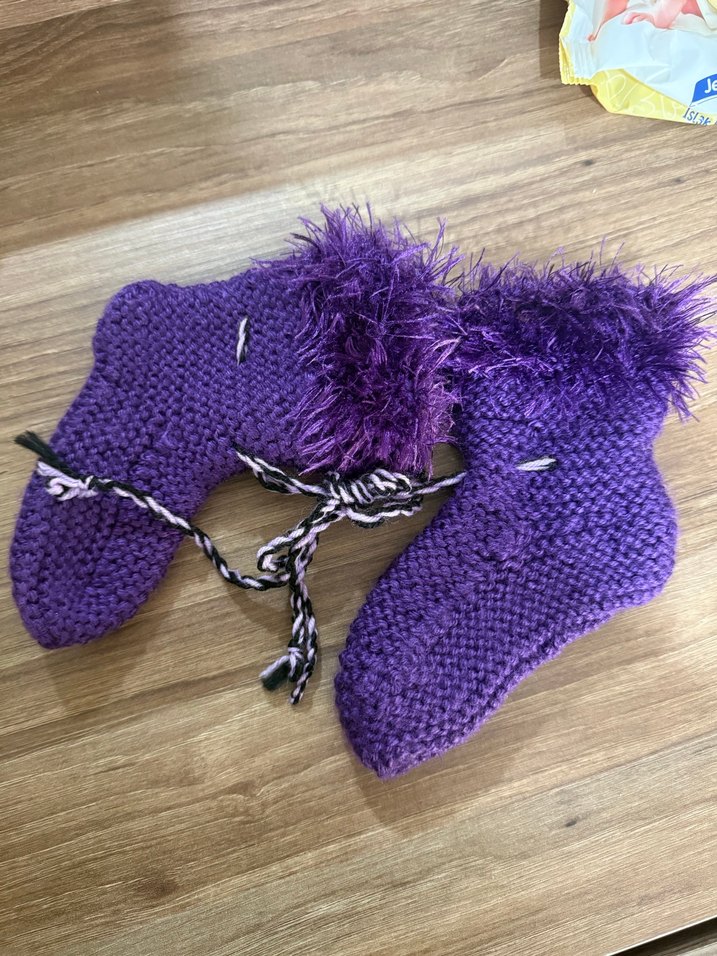 Mor Örgü Kız Bebek Patik - Görsel 2