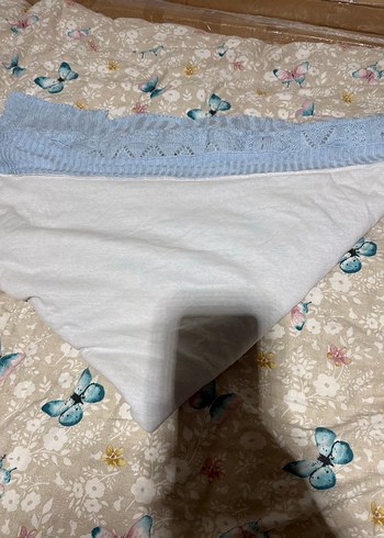 Mavi Nakışlı Örgü Bebek Battaniyesi - Görsel 2