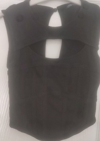 V Yaka Siyah Gotik Crop Top
