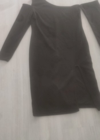 Diğer Drapeli Siyah Uzun Kollu Kadın Elbise