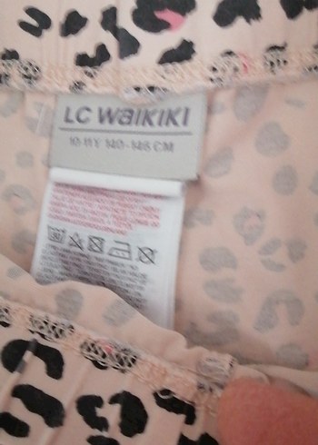 LC Waikiki Kız Çocuk Pembe Leopar Desenli kapri Tayt