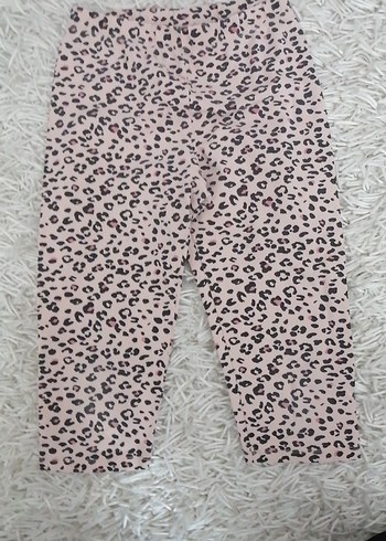 Kız Çocuk Pembe Leopar Desenli kapri Tayt