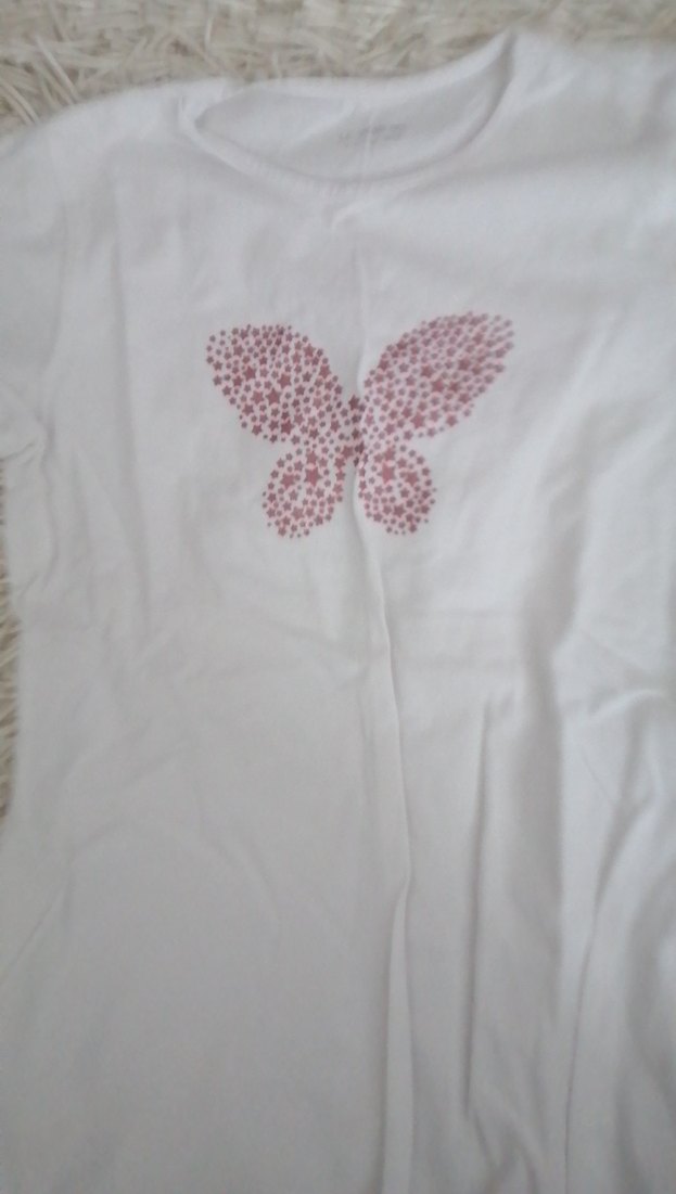 Kelebek baskılı uzeri taşlı tişort - Görsel 2