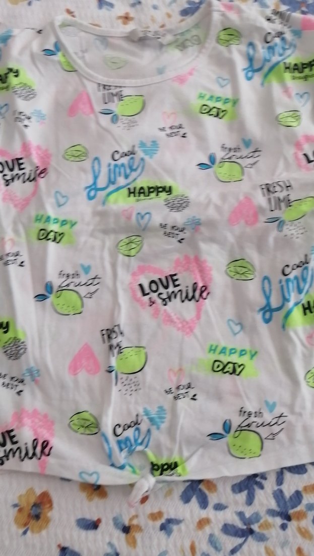 Baskılı, Pamuklu, Kısa Kollu Kız Tişörtü - Görsel 5