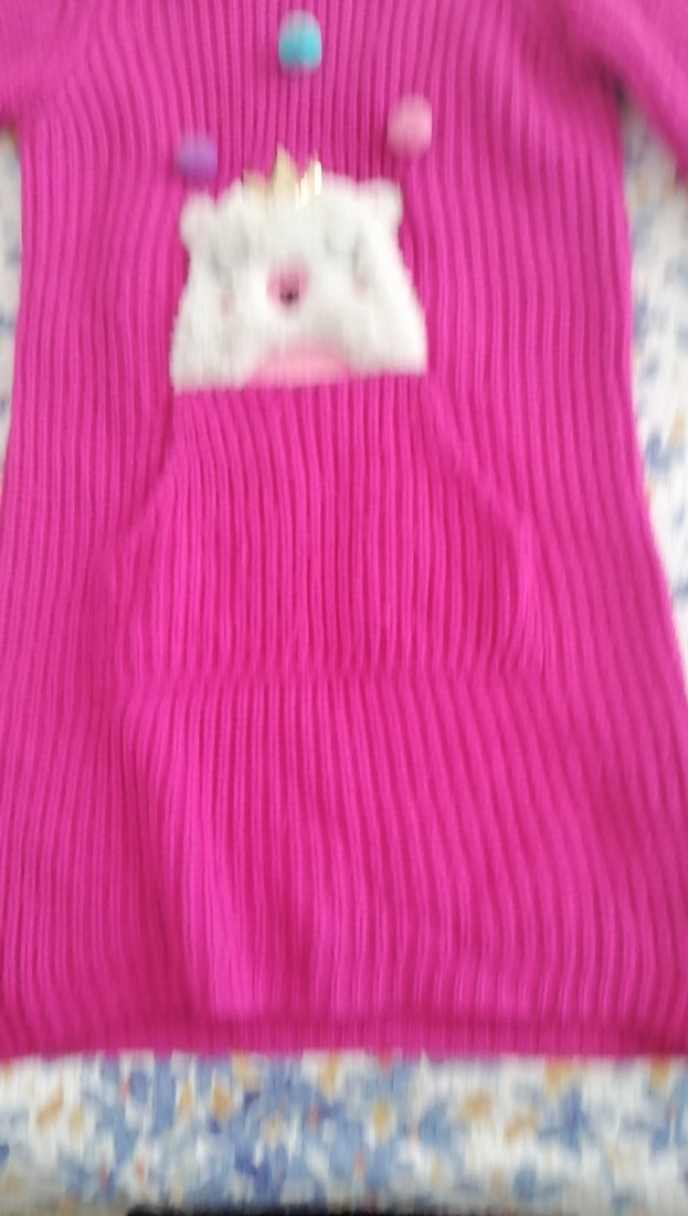 Kız Çocuk Pembe Kapüşonlu Triko Kazak elbise - Görsel 3