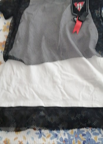 Kapüşonlu siyah beyaz kız çocuk tunik 2li - Görsel 2