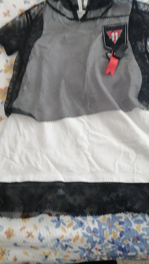 Kapüşonlu siyah beyaz kız çocuk tunik 2li - Görsel 2