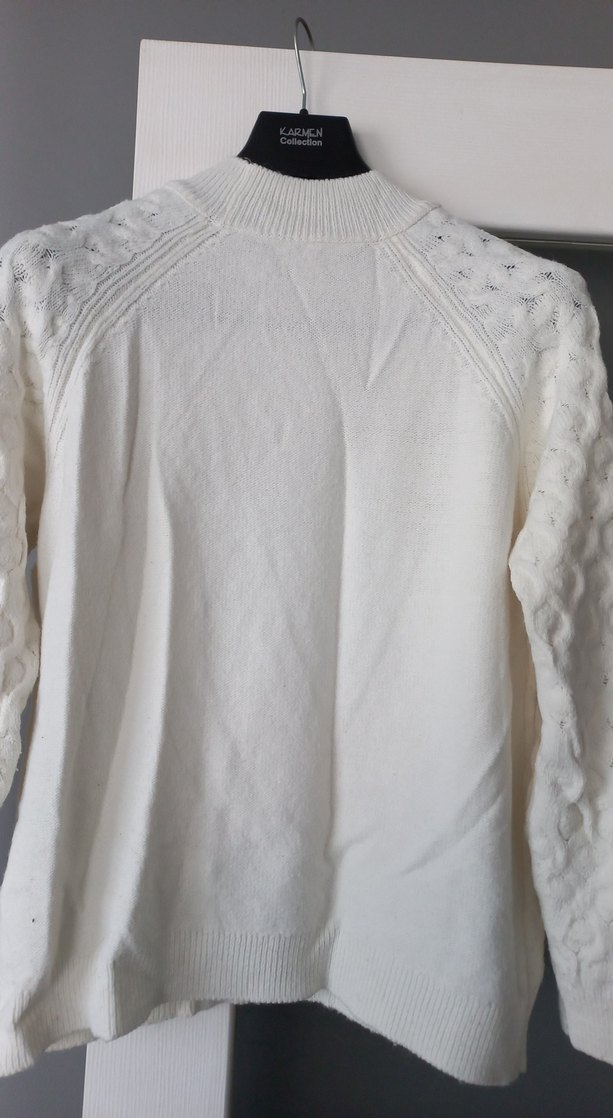 Kadın Beyaz Örgü Kazak - Görsel 5