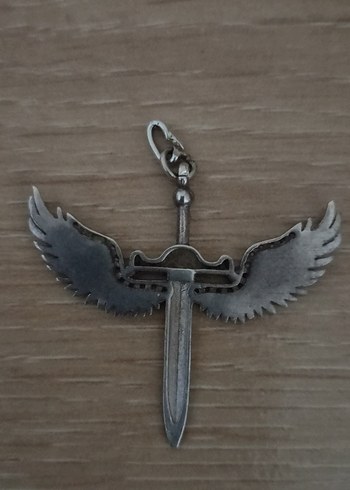 Sterling silver Gri Kanatlı (Mikail Meleği) Gotik Kolye Ucu