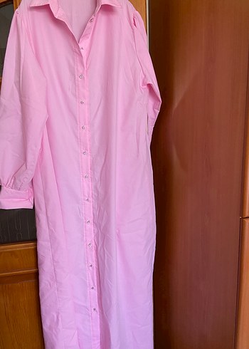 Diğer Drapeli Pembe Uzun Kadın Elbise