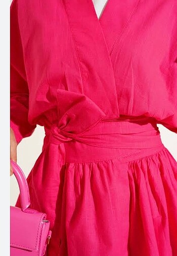 38 Beden Bel bağlamalı ketan kimono fuşya