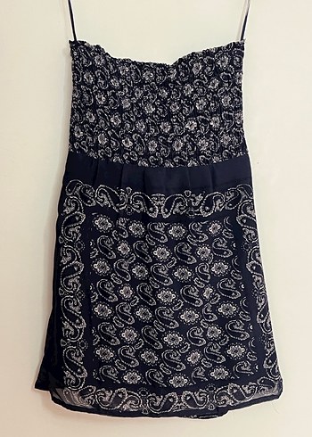 Mango Straplez lacivert elbise - Görsel 4