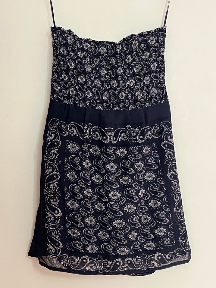 Mango Straplez lacivert elbise - Görsel 4