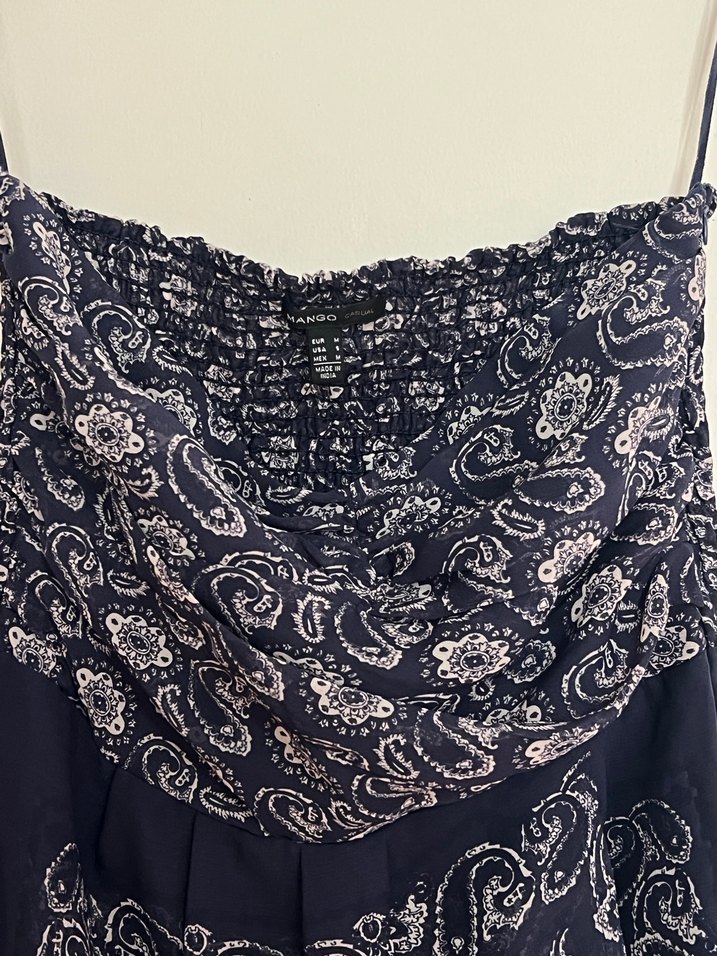 Mango Straplez lacivert elbise - Görsel 3